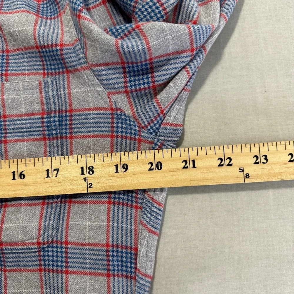 J. Crew Men's M Flannel Shirt Grey Blue Red Plaid Slim Fit Soft Vintage NEW